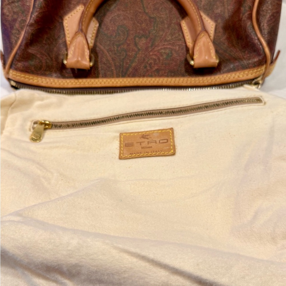 Vintage ETRO A Gorgeous EUC Paisley Print Luxury Italian Leather Satchel - Picture 11 of 14
